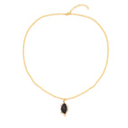 442-2 flat bead black natural stone pendant