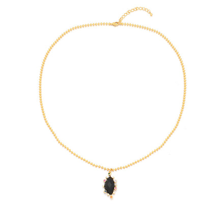 Lishan Versatile Bowknot Accessories Titanium Steel Metal Chain Series Layered Natural Stone Necklace Clavicle Chain for Women