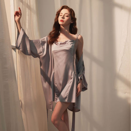 Sexy Suspender Nightgown with Breast Pads 2025 New Spring and Summer Ice Silk Satin High-End Pure Lust French Swing Collar Pajamas