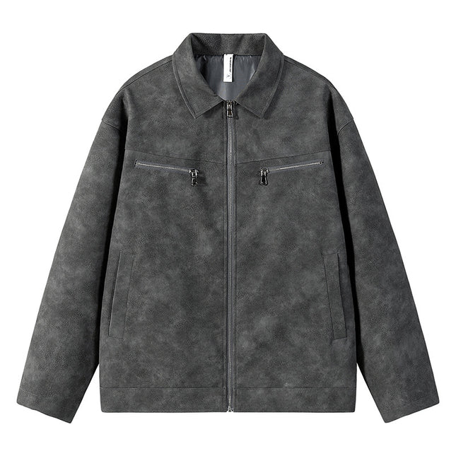 Fast 2024 Autumn New Jacket Loose Overalls Leather Jacket Men's Bike Clothing Leather Jacket Coat Fashionable Leather
