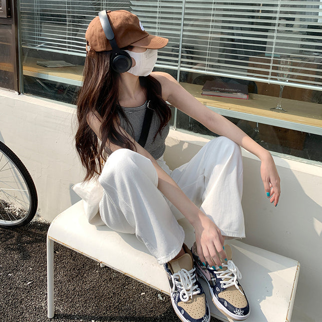 Wide Leg Jeans Women's Autumn 2024 New Straight Loose High Waist Dosing Slim White Trendy Mop Pants