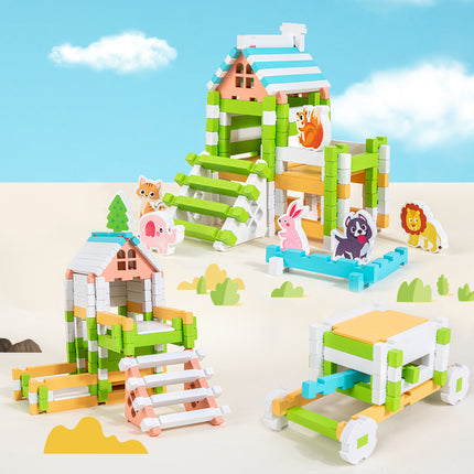 Luban mortise and tenon building blocks children's handmade diy gift Chinese architecture wooden structure hut educational toys