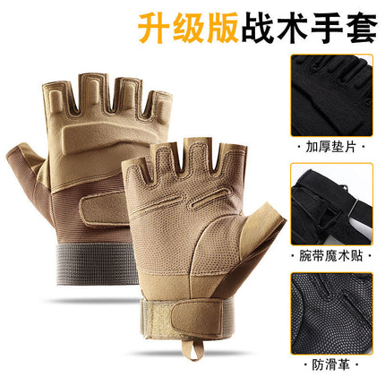 Black Hawk Tactical Half-Finger Gloves Men's Outdoor Sports Mountaineering Fitness Protection Military Fan Special Forces Motorcycle Riding