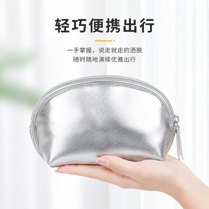 Cross-border Korean-style silver soft leather cosmetic bag three-piece women's wash bag high-grade waterproof women's cosmetic bag customization