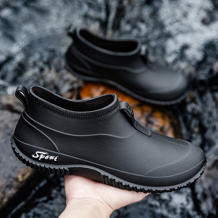 Rain Boots, Low-Cut, Shallow Mouth, Men's Rain Boots, Outdoor Hiking, Wading Rubber Shoes, Non-Slip, Waterproof, Adult Work Water Shoes, Camouflage