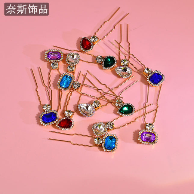 Ness NS216 Light Luxury Elegant Hair Card Rhinestone Hair Accessories Ins Girl Hair Insert Color Baroque Fashion Headwear