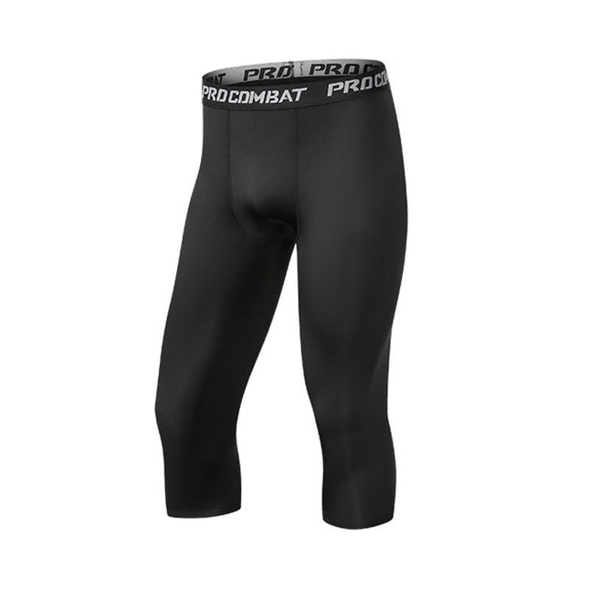 Sports Tights Men's High-Elasticity Quick-Drying 7-Point Pants Basketball Fitness Running Training Compression Leggings Summer