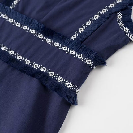 2024 New Summer Women's Clothing European and American Style Fashionable Casual Deep V Tassel Sleeveless Waist Dress