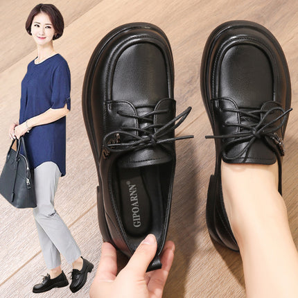 Mom's Shoes for Middle-Aged and Elderly People 2026 Spring and Autumn Single Shoes with Soft Soles, Non-Slip Women's Shoes, Flat New Style Comfortable Leather Shoes