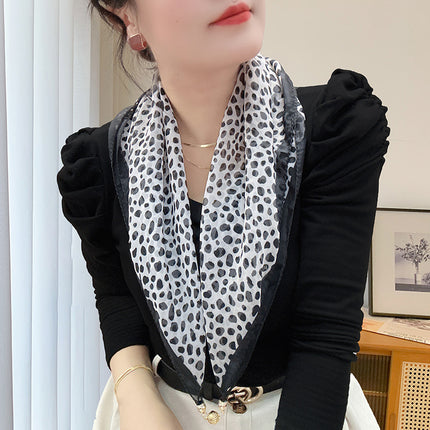 Magnetic buckle summer chiffon breathable sunscreen small square scarf neck scarf women's 2024 new all-match spring and autumn turban