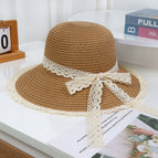 Bucket hat with lace trim – khaki / M（56-58cm）