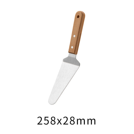 Wooden Handle Stainless Steel Spatula Korean Teppanyaki Cooking Spatula Steak Spatula Pancake Pizza Spatula Tool Set