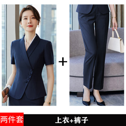 Suit suit Women's Summer Short-sleeved Tooling Professional Temperament Hotel Front Desk Manager Jewelry Shop Beautician Work Clothes