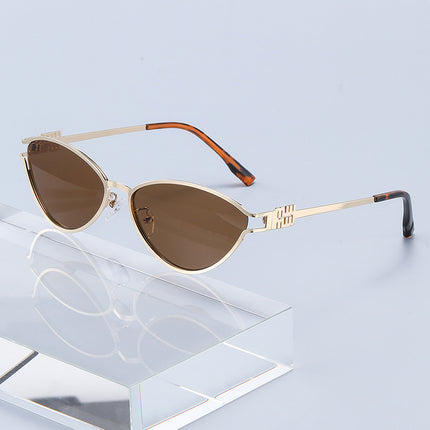 Fashionable Metal Cat-Eye Sunglasses European and American Trendy Women's Sunglasses Light Luxury High-End Anti-Uv Sunglasses for Men