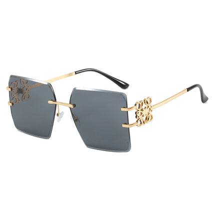 Bow Square Metal Fashion Frameless Cut Sunglasses Large Frame Slim Sunglasses European and American Trend Sunglasses