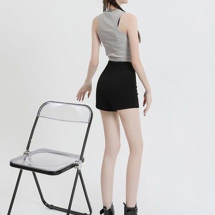 2025 New Summer Black Tight Shorts for Women, High-Waisted Bottoms, Missing Casual Hot Girls Outer Wear Slimming Hot Pants