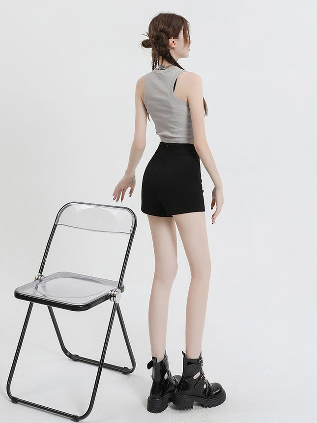 2025 New Summer Black Tight Shorts for Women, High-Waisted Bottoms, Missing Casual Hot Girls Outer Wear Slimming Hot Pants