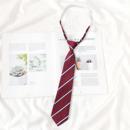 Japanese JK Academic Style Brown Retro Tie Female Lazy Wine-Free Red Shirt Accessories All-Match Black Stripe