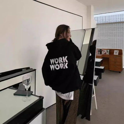 Hd3315 # 250g Korean Style Ins Velvet Letter Hoodie Loose Hooded Sweatshirt Long-Sleeved Pullover Top