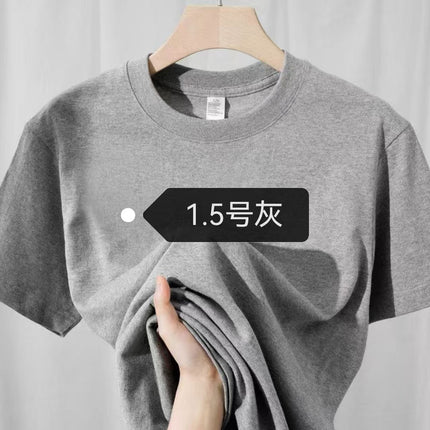 wine red 500g heavy cotton short sleeve T-shirt thick impermeable loose half sleeve men's and women's couples base shirt top