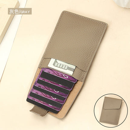 New ultra-thin lightweight leather card case multi-card pull-out ID set simple solid color ID card set Wholesale