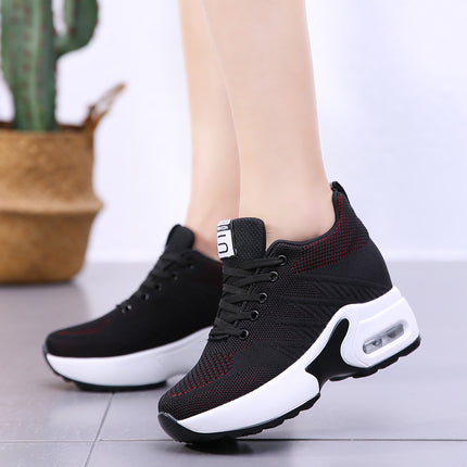 Spring and Autum Small Soft-Soled Inner Height-Increasing Women's Shoes 8cm Breathable Sports Shoes Lightweight Thick-Soled Casual Travel Shoes for Women
