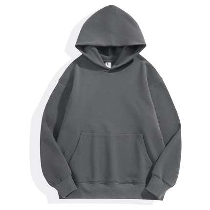 Lamb Wool Drop-Shoulder Loose Sweatshirt with Pockets, Hooded Pullover, Trendy Heavyweight Thickened Autumn and Winter Hoodie, Casual Fashion