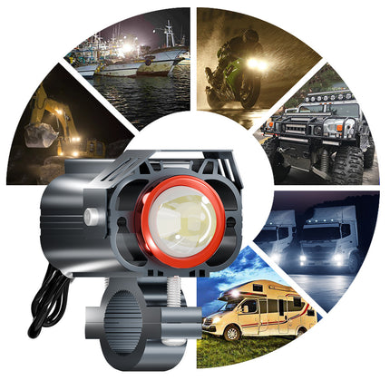 Cross-Border Motorcycle Led White and Yellow Double Low Beam Big Face Cat External Electric Vehicle Spotlight Headlight Modification