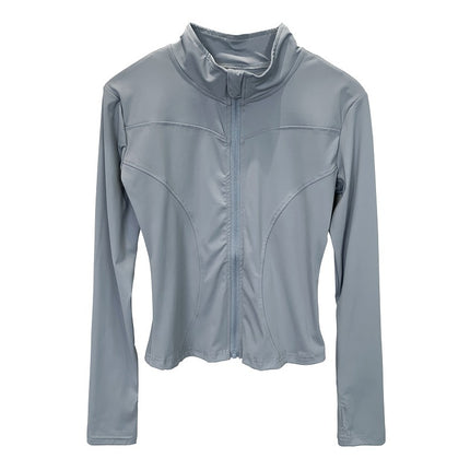 South Korea Dongdaemun Yoga Jacket Sexy Hot Girl Zipper Vertical Collar Slim-fit Slimming Figure Stretch Top Women
