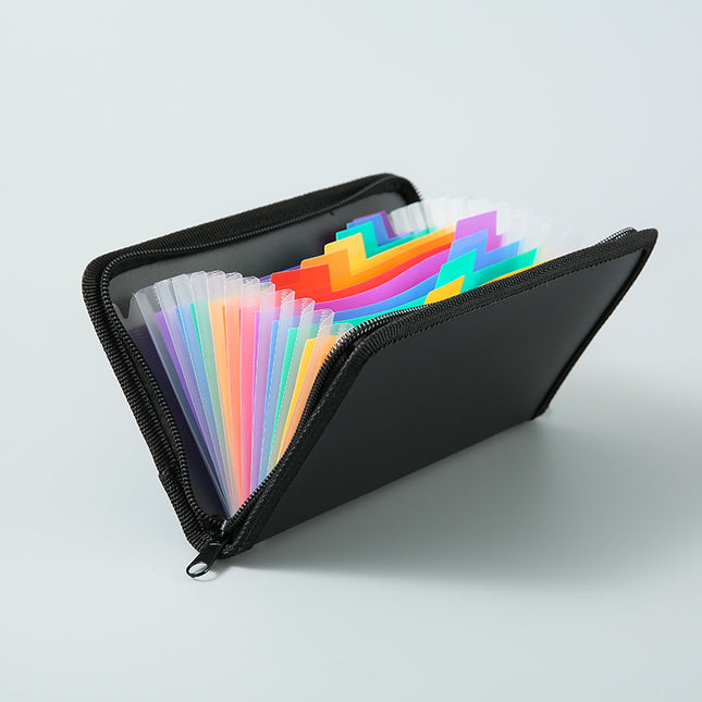 13 new edging zipper organ bag small portable bill storage multi-layer rainbow inside page file bag wholesale