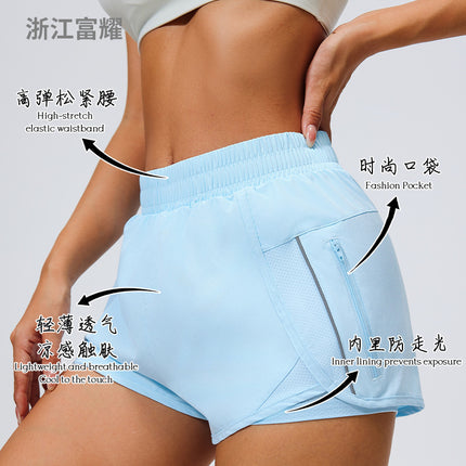 Outdoor Sports Pocket Shorts for Women, Loose-Fitting Running Shorts, Quick-Dry, Anti-Exposure, Double-Layer Gym Shorts for Women