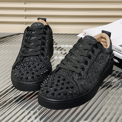 Men's Shoes for Spring and Summer Niche Light Luxury Soft Bottom Slab Shoes Trendy Men's High Beauty Value Fashion Low-top Round-toe Sports Trendy Shoes
