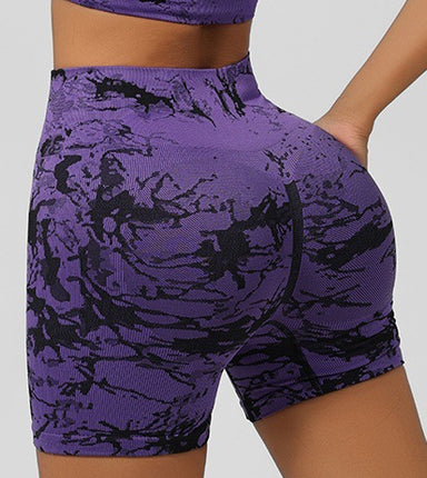 Cross-Border Seamless Tie-Dye Yoga Wear Beautiful Back Sports Bra High Waist Peach Butt Lift Fitness Tights Suit for Women