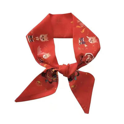 Children's Dragon New Year red long silk scarf headdress festive braided hair rope girls' hair tie ribbon hair rope hair accessories