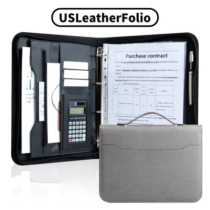 Spot Multifunctional A4 Folder Pu Leather Loose-Leaf Zipper Bag Office Business Satchel Manager Folder Custom Wholesale