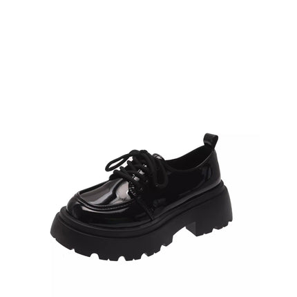 British Style Thick-Soled Small Leather Shoes for Women 2025 New Spring and Summer Versatile Black Jk Flats Platform Sole Ins Loafers