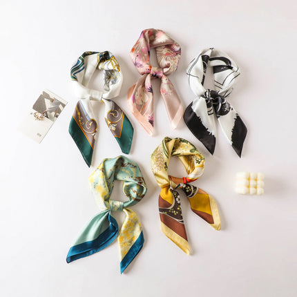 70cm Imitation Silk Square Scarf Fashion All-match Silk Scarf Professional Scarf Korean Style Neck Protection Scarf Decorative Small Square Scarf
