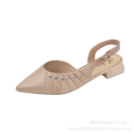 2021 New Retro French Style Fairy Sandals Thin Heeled Pointed Toe Women's Lazy Sandals Toe Wedge Loafers