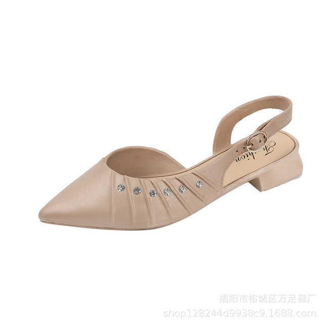 2021 New Retro French Style Fairy Sandals Thin Heeled Pointed Toe Women's Lazy Sandals Toe Wedge Loafers