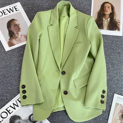Avocado Green Blazer for Women 2026 Spring and Autumn New Casual Stylish Street-Style Blazer Korean Version Suit Jacket