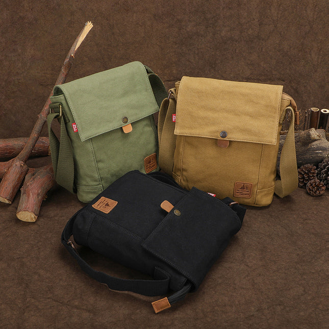 Casual Canvas Bag New Crossbody Backpack Small Square Bag Vertical Flat Bag Korean Style Shoulder Bag Fashionable Crossbody Bag