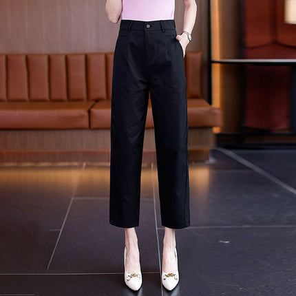 High-Waisted Casual Pants for Women, 2025 Spring and Autumn New Loose Slimming Cropped Cigarette Knife Pants for Petite Figures