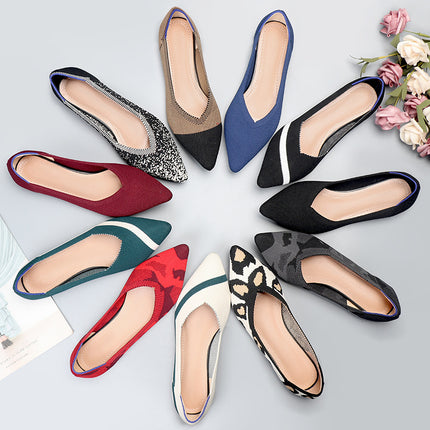 Egg roll European and American princess shoes spring and autumn fly woven shoes 40 beans 41 flat 43 plus size women's shoes soft bottom knitted pointed