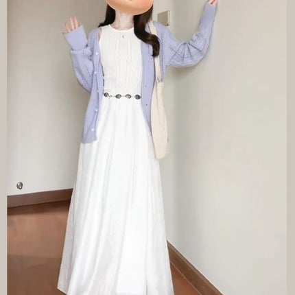 Early Autumn Wear 2025 New Women's French Sleeveless Vest White Dress Women's Design Long Skirt Suit