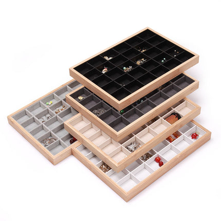 Ice Fleece Leather Solid Wood Bamboo Jewelry Plate Ring Earrings Necklace Pendant Bracelet Ring Jewelry Tray