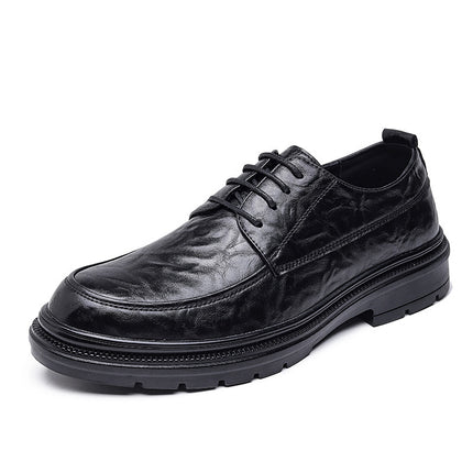 2026 Spring New Lace-Up Men's Shoes, Versatile Men's Black Genuine Breathable Soft Leather Soft-Soled Business Casual Leather Shoes