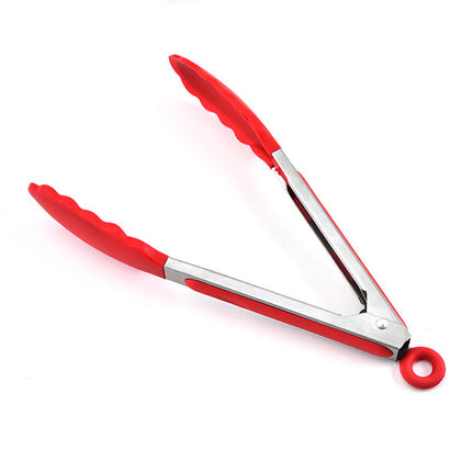 in stock 7 inch 9 inch 12 inch silicone food clip 3 piece set stainless steel food clip BBQ barbecue clip bread steak clip