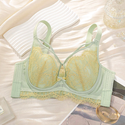 Underwear Women's Big Chest Slimming Adjustable Gather-up Summer Thin Soft Steel Ring Anti-sagging Rabbit Cup Bra