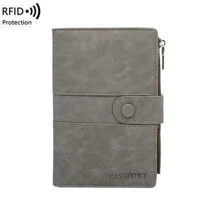 Cross-Border Skin-Feel Anti-Theft Rfid Passport Holder Zipper Buckle Passport Cover Document Holder Multi-Functional Travel Passport Bag