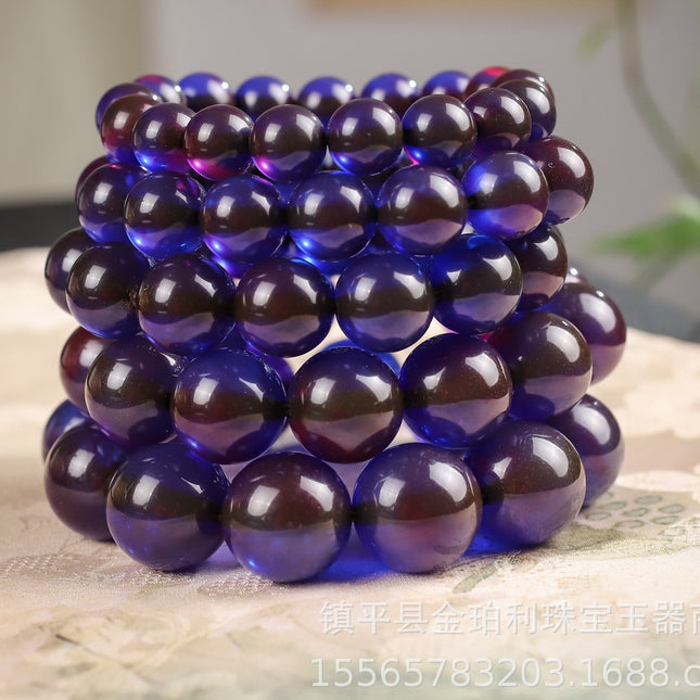 Internet Celebrity Live Supply Gift Smurf Bracelet Beeswax Amber Bracelet Men's and Women's Raw Stone Drop Shipping